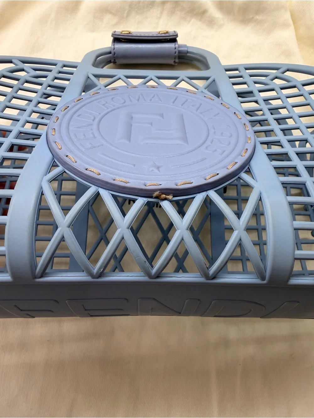 Fendi Light Blue Roma Small Basket Tote